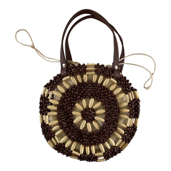 Straw Studios Round Beaded Bag NWOT - Picture 1 of 7